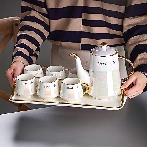 Чај сет кафе сет чај сетови креативни европски керамички кафе садови сет попладне чај миризлива чаша чаша кафе сет за чај -1.2L,
