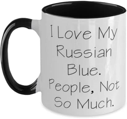 Несоодветна руска сина мачка, ја сакам мојата руска сина боја. Луѓе, не толку, ефтина кригла со два тона 11oz за loversубители