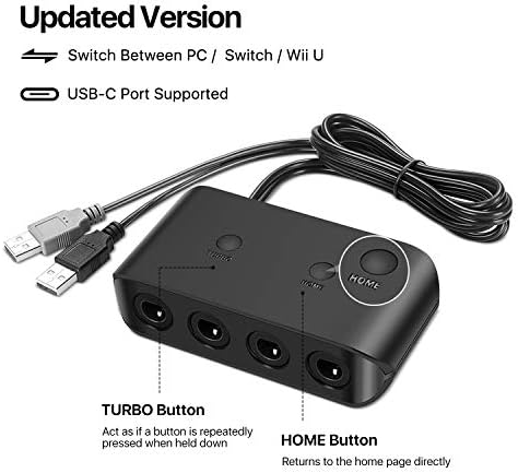Tnp Адаптер Компатибилен Со Gamecube Контролер-Работи Со Nintendo Прекинувач, Nintendo Wii U И КОМПЈУТЕР USB - 4 Порти Конекција