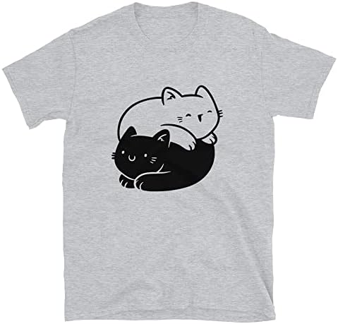 Јинг Јанг мачка кошула. Монохроматска маичка за мачки на Јинг Јанг. Спорт Греј