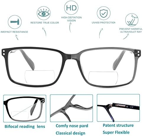 Sunamoy Бифокално читање очила мажи сина светлина компјутерски читатели на лесни дизајнери за очила за очила жени модни очила