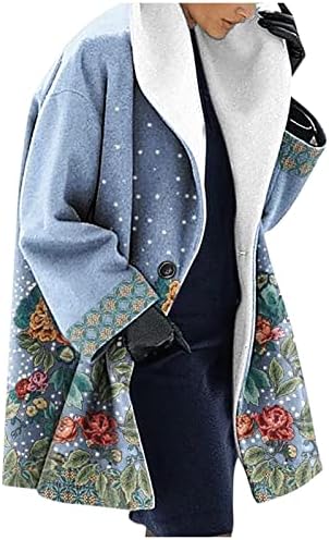 Женски мантил задебелен уметнички цветни печати со долги ракави со долги ракави надолу со отворено кардиганско лаптоп кошули