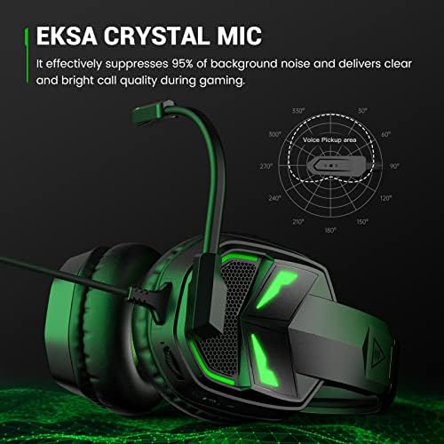 EKSA [2023 Нова] Слушалница за игри Fenrir со микрофон за PS4 PC Xbox One PS5 Switch лаптоп, над слушалките за уво жични со