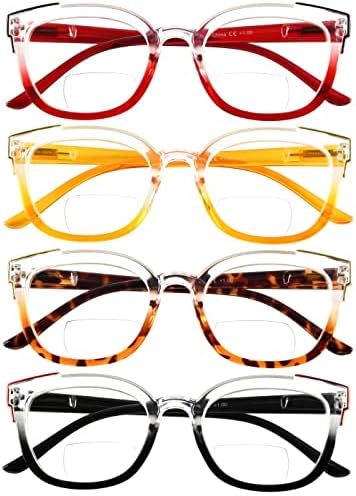 Очила 4-пакет Бифокални Очила За Читање Жени Двофокални Читатели Двобојни