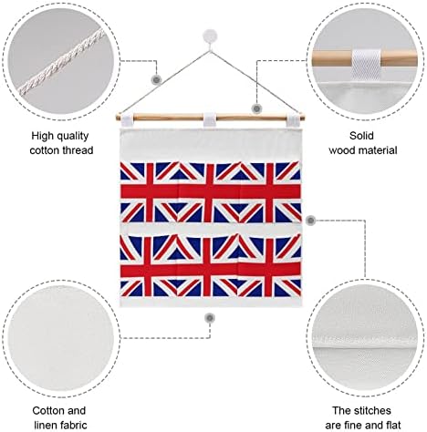 Британско Знаме Ѕид Плакарот Виси Торба За Складирање 6 Џебови Лен Памук Над Вратата Организатор Торбички За Спална Соба Бања