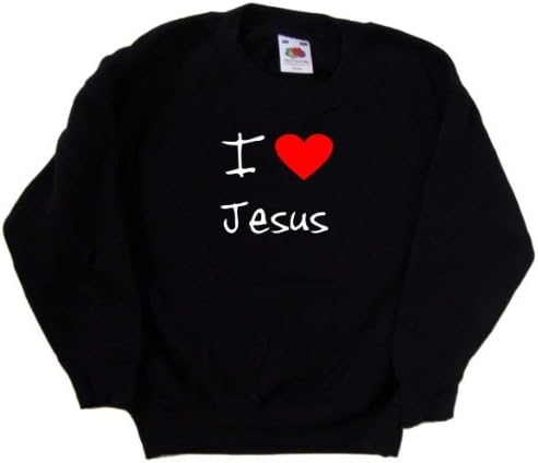 Го сакам срцето Исус црни деца џемпер