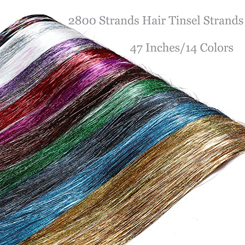 Борого за коса Tinsel Strands 47 инчи пенливи сјајни екстензии на косата 14 бои