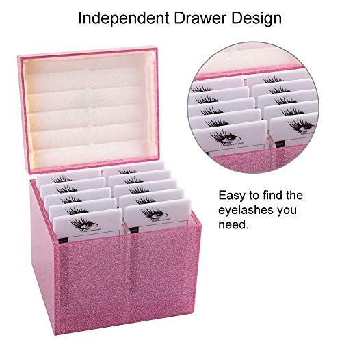 10 слоеви кутија за складирање на трепки, лажен организатор на трепки за шминка за шминка за лаптоп алатка за продолжување на