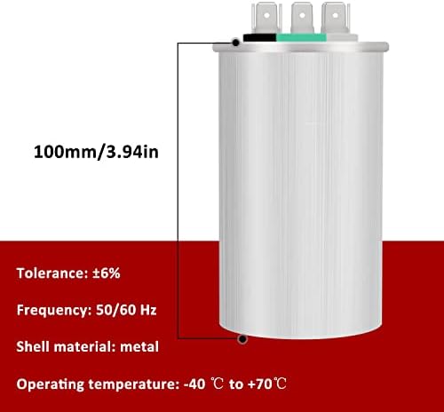 SMSEACE 50+5UF ± 6% 50/5UF MFD 370/440VAC CBB65B Кондензатор за AC 50/60Hz користен за климатик ， вентилатор CBB65 кондензатори
