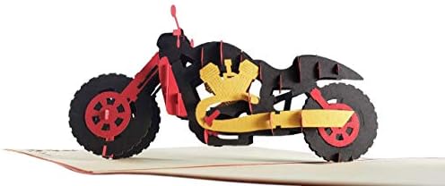 Igifts и картички фенси црвен моторцикл 3D Поздравувачки честитки - Среќен роденден за мажи, прекрасен подарок за пензија, кул
