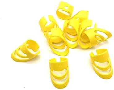 Santousi 10 парчиња прилагодливи прсти избира пластични избори за гитара жолти палецот за гитара бас бањо укулеле