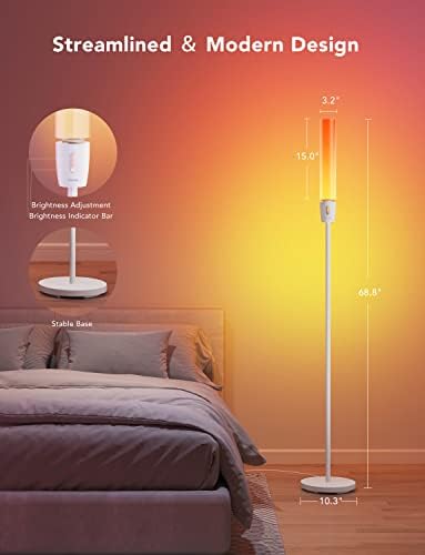 Govee Smart RGBIC LED ленти светла 65,6ft пакет Цилиндрична ламба, LED агол ламба со контрола на апликации Wi-Fi, паметен подни