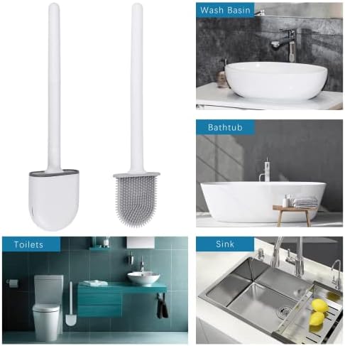 Силиконска Флекс Тоалетна Четка, Систем За Чистење тоалет, силиконски Тоалетни Четки за длабоко Чистење Со Ѕидно Тоалетно Стапче