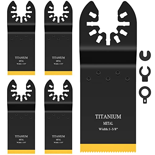 JTWEB 5 PC Титаниум осцилирачки мултитолни лопати, титаниум осцилирачки алатки за метални нокти од дрво пластика тврд материјал осцилирачки сечила за пила метали сече