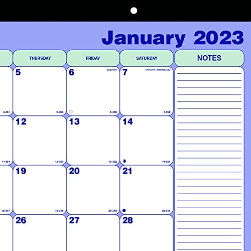 Месечен календар За Подлога за биро, 21,25 х 16, Бели/Сини/Зелени Листови, Црно Врзување, Црни Агли, 12-Месец: 2023
