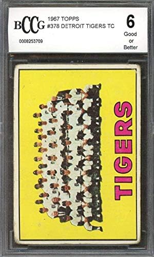 1967 Топпс 378 Детроит Тигерс ТЦ Тимска картичка BGS BCCG 6 - Бејзбол картички