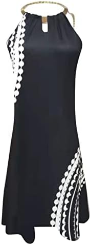 Fragarn Симпатични фустани за жени, женски летен случај на летна мода печатен фустан со прилагодлив фустан на Halterneck