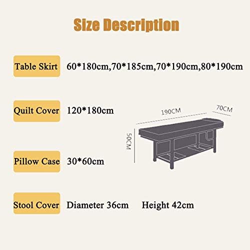 ZHUAN Solid Color Massage Beds Skirt Pillowcase,Massage Table Skirt Spa Bed Cover Massage Salon Bedspread Cotton with Face Rest