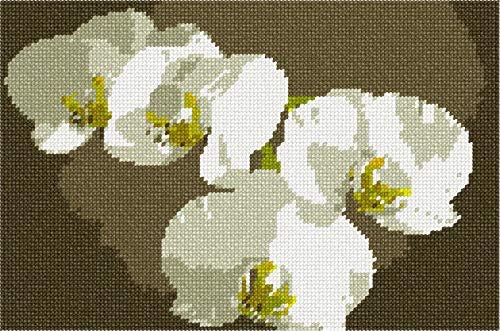 ПЕПИТА Игла за платно: Бели орхидеи, 15 x 10