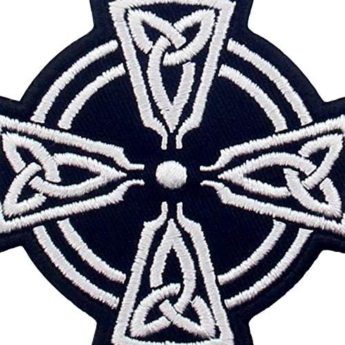Пепела за вкрстено кружен круг, везено аплино железо на шиење на амблем, бело и црно
