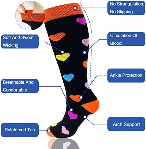 Whotay плус големина на компресија чорапи широко теле за жени 20-30mmhg 2xl 3xl 4xl 5xl дијабетична циркулација Дише за дишење