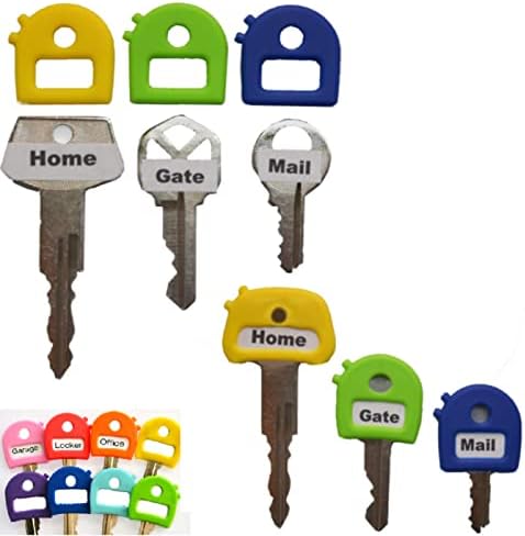 Ознаки за клучни капачиња - затегнати капаци и ознаки на клучот - една големина - една големина одговара на повеќето клучеви - 8 пакувања со повеќебојни - вклучува пра