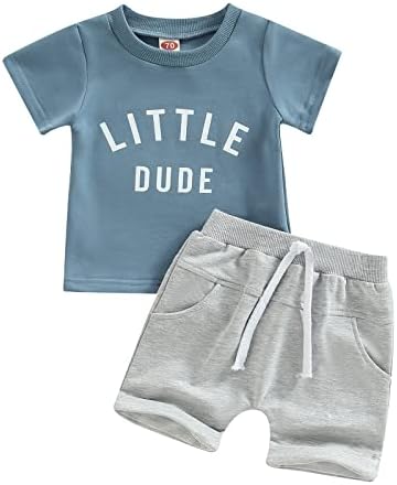 Fepege Toddler бебе момче облека облека лето кратко ракав писмо печатење маица врвови шорцеви 2 парчиња сет на обична облека