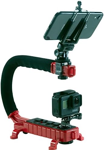 Cam Caddy U-Grip Pro рачен видео-ригиски стадикам со троен ладен чевли, стабилизирачки зафат на рачката компатибилен за iPhone