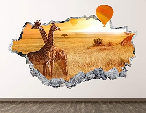 Girирафа wallид Декл Арт Декор 3Д разбиен африкански налепница за налепници за животински свет, детска соба, мурал обичај подарок