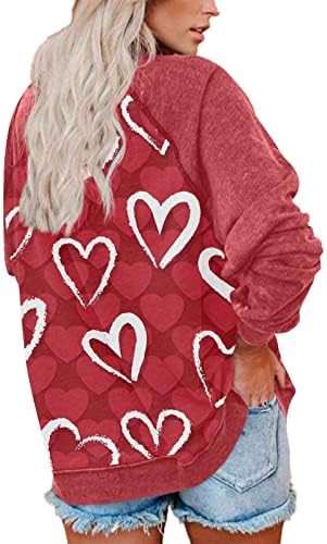 Женски женски срцето џемпери графички графички долги ракави loveубов срце писмо печатење џемпер на џемпер на врвови блуза
